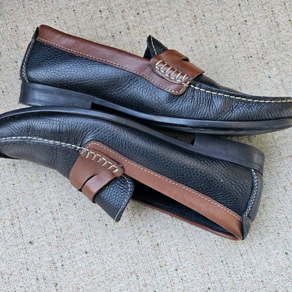 Florshiem Men Shoes Black/Brown Leather Upper Slip On Dress Shoes Size 8 - Picture 6 of 11